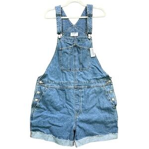 NWT Old Navy Denim Overalls Shorts‎ Women's XL Slouchy Jean Cut-Off Shortalls